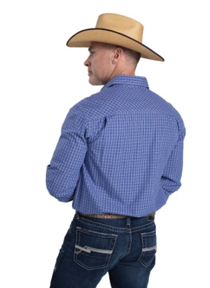 Just Country Mens Austin Full Button Mini Check Workshirt - MWLS2626