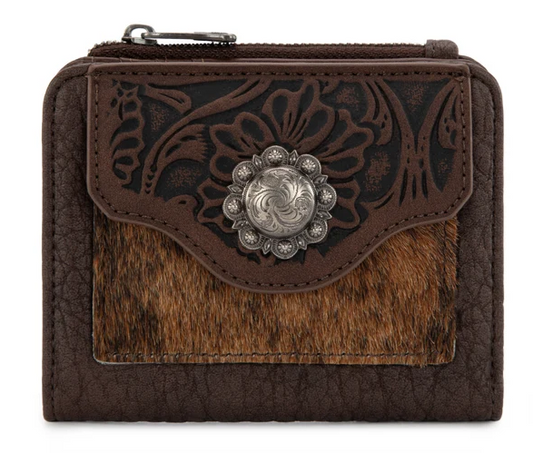 Trinity Ranch Hair-On Cowhide Tooled Collection Wallet - TR203-W2003CF