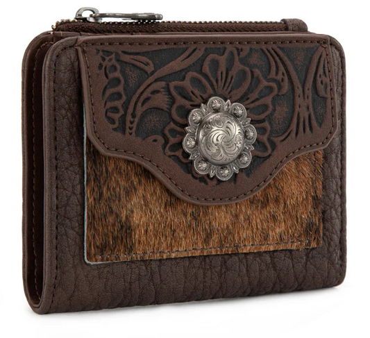 Trinity Ranch Hair-On Cowhide Tooled Collection Wallet - TR203-W2003CF