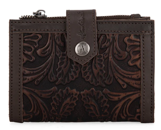Montana West Genuine Leather Tooled BI-Fold RFID Wallet - Coffee - MWS-1002CF