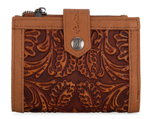 Montana West Genuine Leather Tooled BI-Fold RFID Wallet - Brown - MWS-1002BR