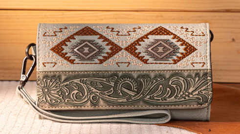 Montana West Tooled Embroidered Wallet - Light Green - MW1330-W018LGN