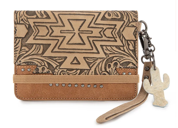 Montana West Tooled Aztec Wrap Wallet - Tan - MW1354-W2004TN
