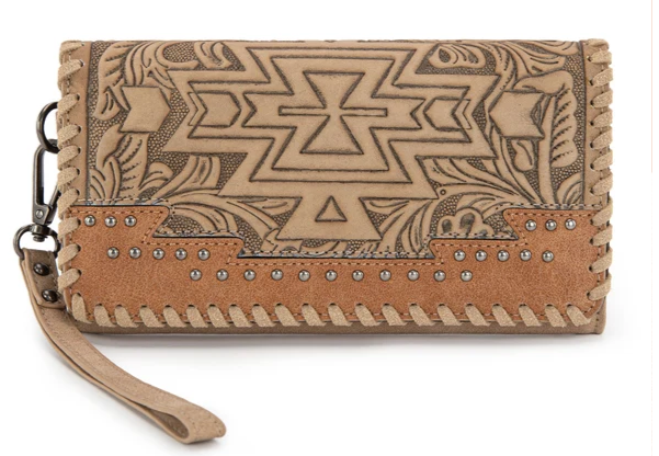 Montana West Tooled Aztec Wallet - Tan - MW1354-W018TN