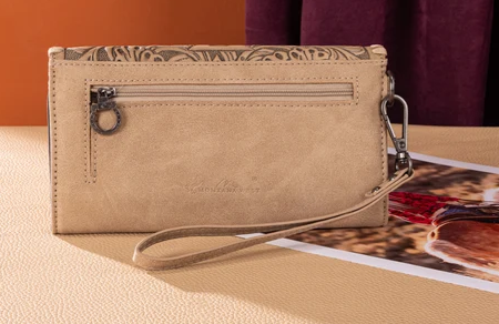 Montana West Tooled Aztec Wallet - Tan - MW1354-W018TN