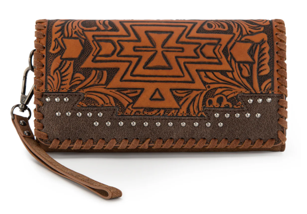 Montana West Tooled Aztec Wallet - Brown - MW1354-W018BR