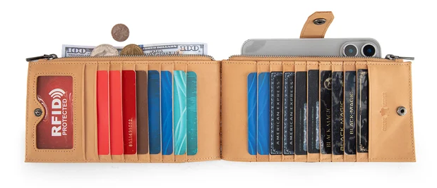 Montana West Genuine Leather Bi-Fold Wallet/Card Organizer - Tan - MWL-4203TN