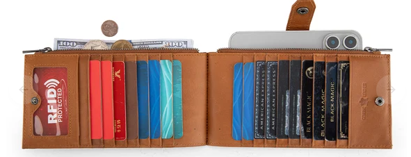 Montana West Genuine Leather Bi-Fold Wallet/Card Organizer - Brown - MWL-4203BR