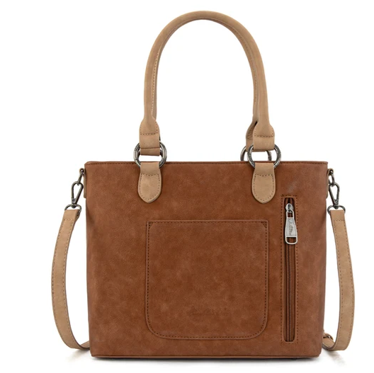 Montana West Western Tooled Aztec Carry Tote/Crossbody - Brown - MW1356-8260BR