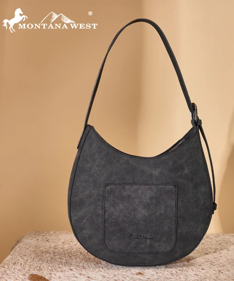 Montana West Aztec Cut-Out Hobo Shoulder Bag - Black - MW1359-918BK