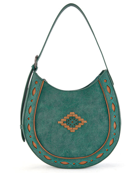 Montana West Aztec Cut-Out Hobo Shoulder Bag - Turquoise - MW1359-918TQ