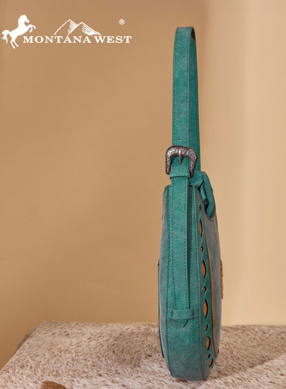 Montana West Aztec Cut-Out Hobo Shoulder Bag - Turquoise - MW1359-918TQ