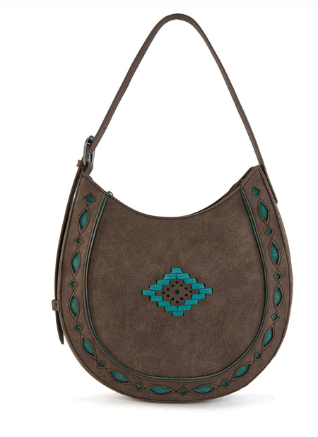 Montana West Aztec Cut-Out Hobo Shoulder Bag - Coffee - MW1359-918CF
