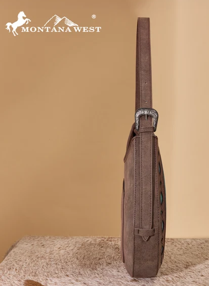 Montana West Aztec Cut-Out Hobo Shoulder Bag - Coffee - MW1359-918CF