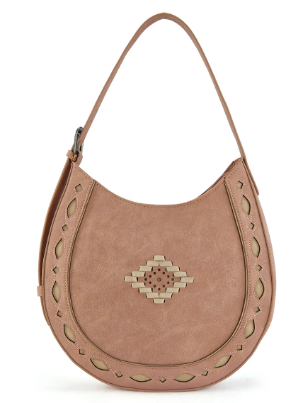 Montana West Aztec Cut-Out Hobo Shoulder Bag - Pink - MW1359-918PK