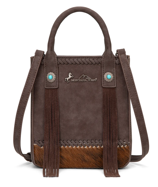 Montana West Hair-On Cowhide Fringe Tote/Crossbody - Coffee - MW1368-8360CF