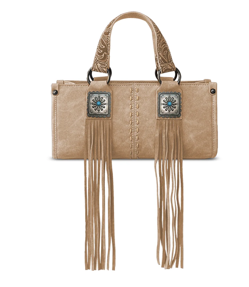 Montana West Fringe Concho Mini Crossbody Bag - Tan - MW1351-888TN