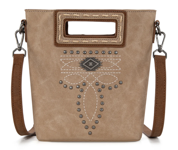 Montana West Cut-Out Embroidered Top Handle Crossbody - Tan - MW1325-8360TN