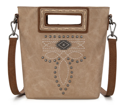 Montana West Cut-Out Embroidered Top Handle Crossbody - Tan - MW1325-8360TN