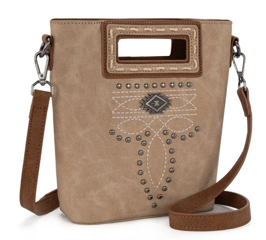 Montana West Cut-Out Embroidered Top Handle Crossbody - Tan - MW1325-8360TN