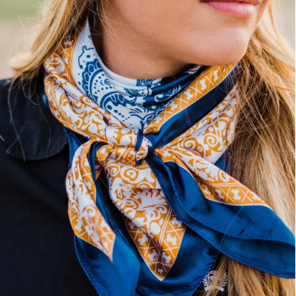 Blue Two-Toned Paisley Wild Rag/Scarf - WR3300