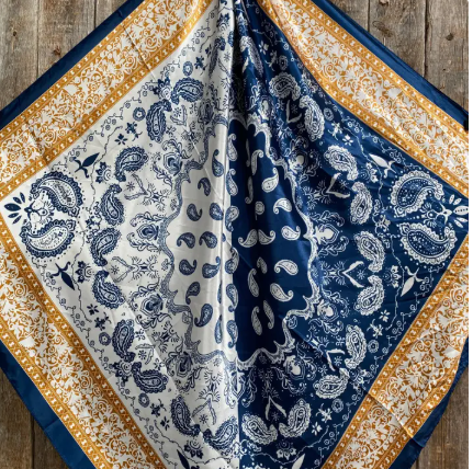 Blue Two-Toned Paisley Wild Rag/Scarf - WR3300