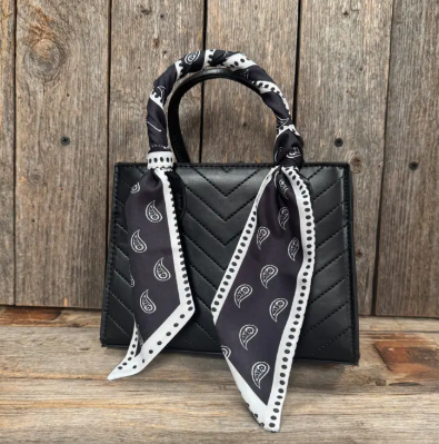 Black and White Western Skinny Mini Wild Rag Scarf/Necktie - TW108