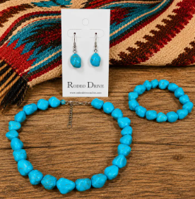 Chunky Fashion Turquoise Jewellery Set - RDJS200