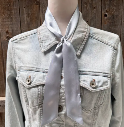 Silver/Grey Western Skinny Mini Wild Rag Scarf / Cowgirl Necktie - TW304