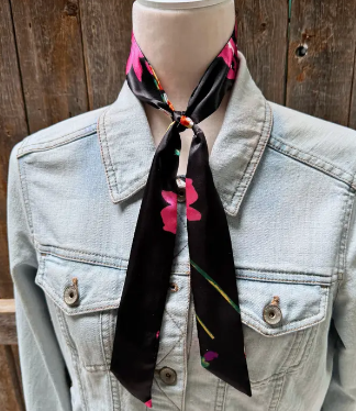 Black & Pink Western Skinny Mini Wild Rag Scarf / Cowgirl Necktie - TW320