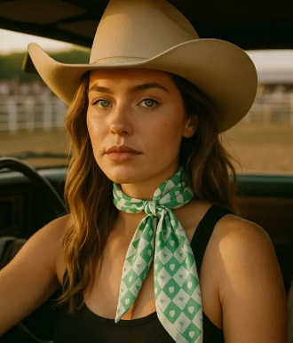 Green Western Skinny Mini Wild Rag Scarf/Necktie - TW109