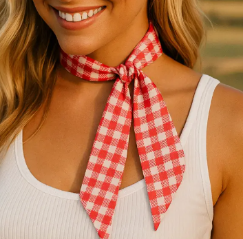 Red and White Western Skinny Mini Wild Rag Scarf/Necktie - TW124