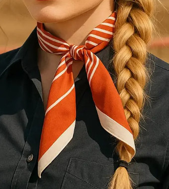 Burnt Orange and Cream Western Skinny Mini Wild Rag/Scarf Necktie - TW110