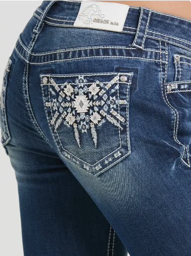 Grace in LA Fire Work Motif Boot 30" Jean - EB-S873