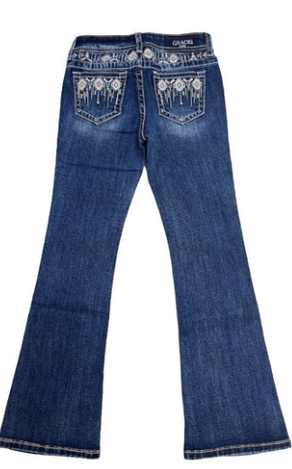 Grace in LA Girls Aztec Yoke Modify Boot Cut Jean - GB-52008
