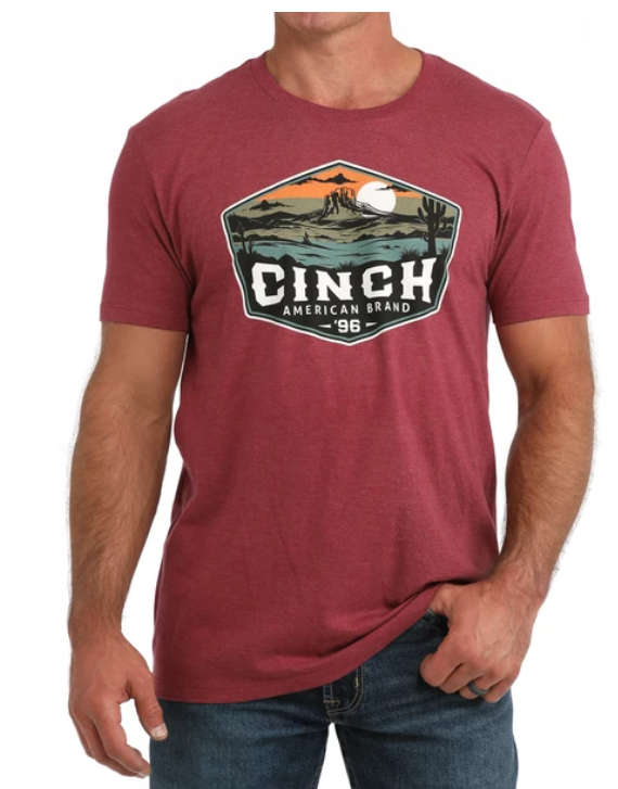 Cinch Mens Burgandy Graphic Tee - MTT1690736
