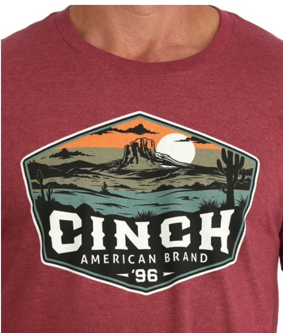 Cinch Mens Burgandy Graphic Tee - MTT1690736