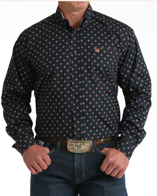 Cinch Mens Classic Fit L/S Shirt - Navy - MTW1106018