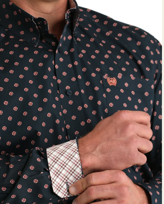 Cinch Mens Classic Fit L/S Shirt - Navy - MTW1106018