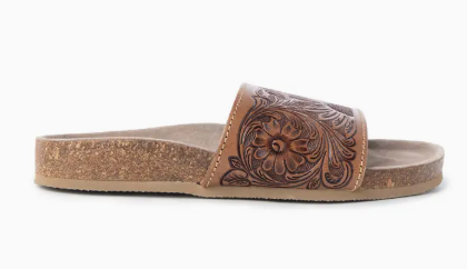 Dottie Hand Tooled Brown Sandals - S-9661