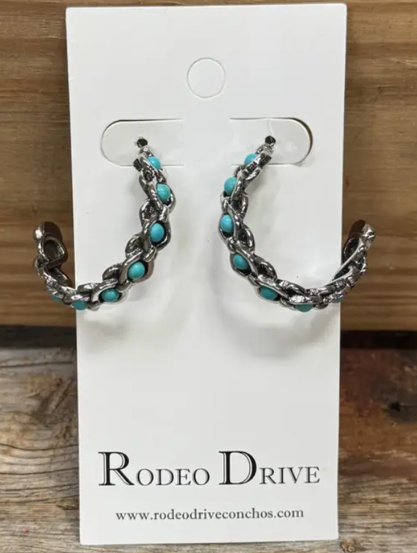 Fashion Turquoise Vine Hoop Earrings