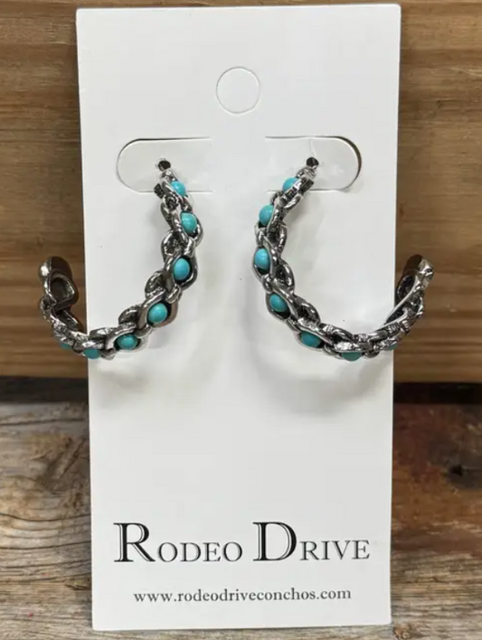 Fashion Turquoise Vine Hoop Earrings