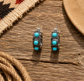Fashion Turquoise Open Hoop Earrings