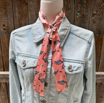 Pink and Grey Western Skinny Mini Wild Rag Scarf / Cowgirl Necktie - TW324