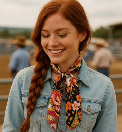 Yellow and Black Western Skinny Mini Wild Rag Scarf / Cowgirl Necktie - TW335