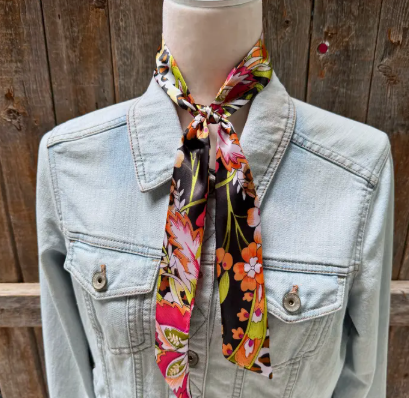 Yellow and Black Western Skinny Mini Wild Rag Scarf / Cowgirl Necktie - TW335
