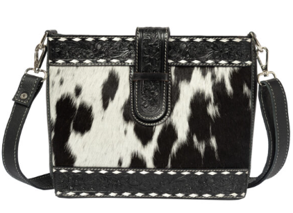 The Design Edge Cowhide Tooled Loop Closure Bag – AB94 – Black