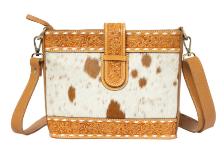 The Design Edge Cowhide Tooled Loop Closure Bag – AB94 – Tan