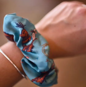 Buckin' Bronc in Blue Sage Scrunchie Cowgirl Hair Accessory - SR-2-002