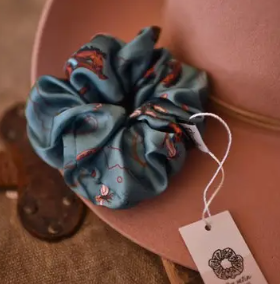 Buckin' Bronc in Blue Sage Scrunchie Cowgirl Hair Accessory - SR-2-002